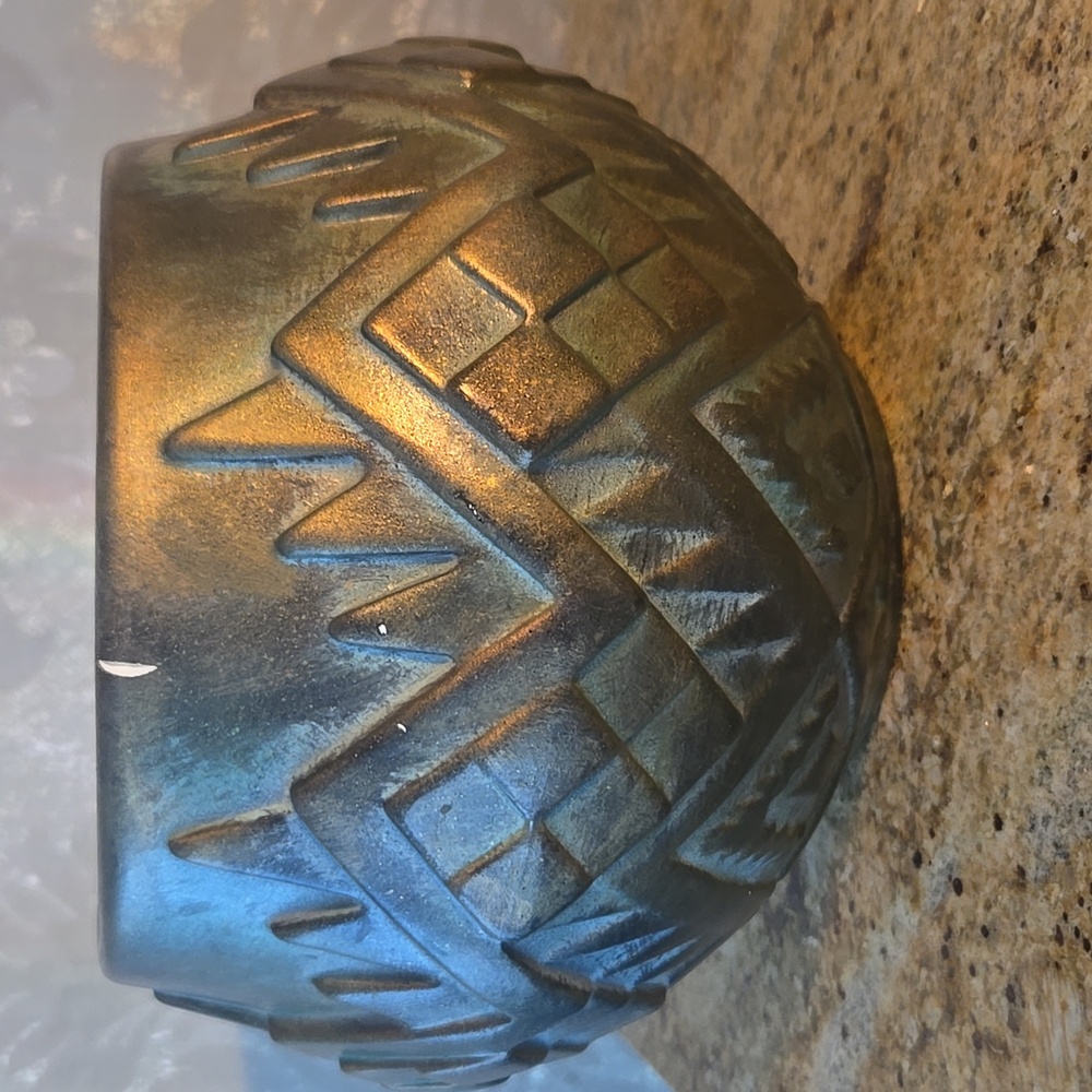 Artist Signed Large Ceramic Planter With Geometric Pattern - Picture 5 of 13